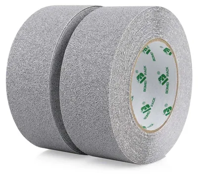 Zdjęcie produktu dla Paski antypoślizgowe, 2 rolki, 50 mm x 10 m, kolor szaro-srebrny, taśma antypoślizgowa do użytku wewnątrz i na zewnątrz