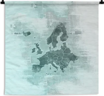 Produktbild von MuchoWow® Wandteppich Wandbehang Europa - Karten - Papier - Zeitung 150x150 cm Tapisserie Dekoration Wandtuch - Wohnaccessoires - Modernes