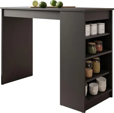 Image de Best Mobilier Drazic - table de bar avec rangements - noir - de 2 à 4 personnes , Noir