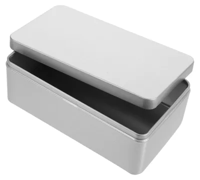 Rechteckige Metall-Aufbewahrungsbox, silber, 18x9,8x6,5 cm