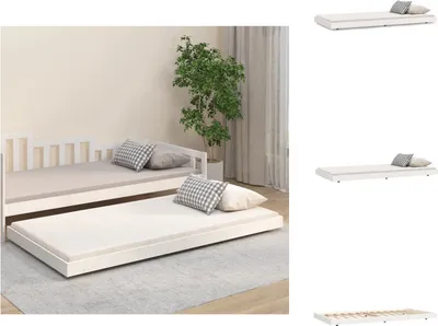 Produktbild von vidaXL Massivholzbett Weiß 90x200 cm Kiefer -  Betten & Bettgestelle