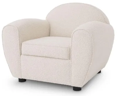 Produktbild von Casa Padrino Luxus Art Deco Lounge Sessel Cremefarben / Schwarz 99 x 92 x H. 74 cm - Wohnzimmer Sessel - Luxus Wohnzimmer Möbel