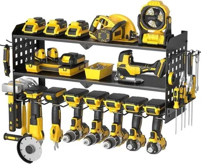 Image de Porte-outils électrique pour 7 forets, étagère murale noire