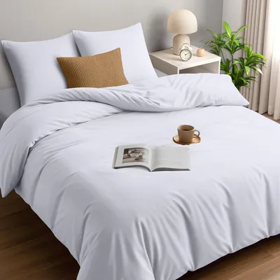 Immagine prodotto di TRANKIELO® - Set copripiumino 240x260 cm - Microfibra di poliestere - 2 federe 65x65 cm - Bianco
