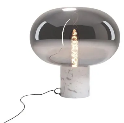 Zdjęcie produktu dla Lampa stołowa marmurowa MOONSTONE biała dymiona 1xE27x20W marmur wym:45x45x45cm IP20 Maxlight