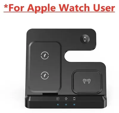 Immagine prodotto di Stazione di ricarica induttiva, per Apple/iPhone, stazione di ricarica 3 in 1, caricabatterie a induzione, compatibile con AirPods, iPhone e Apple Watch, nero