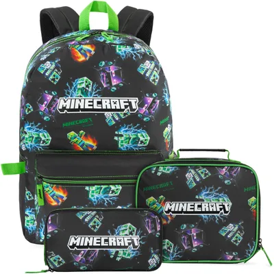 Produktbild von Omgoods – Trendiger Minecraft-Rucksack-Set für Jungen – Schulset mit 3 oder 5 Teilen