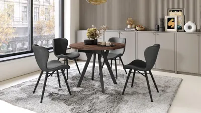 Produktbild von Design Esstisch Almo ausziehbar 90 cm bis 145 cm rund Esszimmer Tisch
