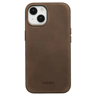 Immagine prodotto di Accezz Cover posteriore in pelle vintage Magsafe per iPhone 14 - Marrone rustico