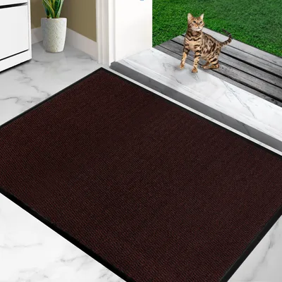 Produktbild von Furni24 Fußmatte Schmutzfangmatte 80 x 120 cm Rot/Schwarz – Rutschfeste Waschbare Türmatte für Innen- & Außenbereich