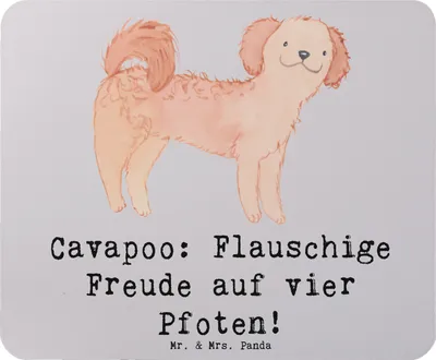 Produktbild von Mr. & Mrs. Panda Mousepad Cavapoo Flauschigkeit - Grau Pastell - Geschenk, vierbeinige Gefährten, Spielkameraden, Mouse Pad, Hunderasse, laptop mauspad, Hunderassen