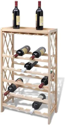 Imagen del producto de Estantería para botellas con capacidad para 25 botellas, fabricada en madera de pino maciza