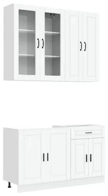 Image de vidaXL Ensemble de cuisine PORTO, 4 pièces, blanc, en bois composite