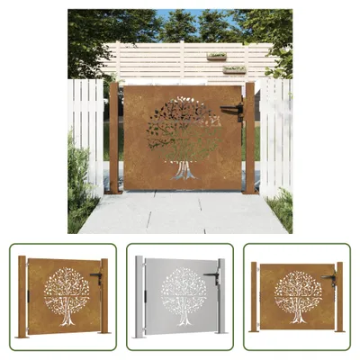 Produktbild von The Living Store Gartentor 105x80 cm Cortenstahl Baum-Design
