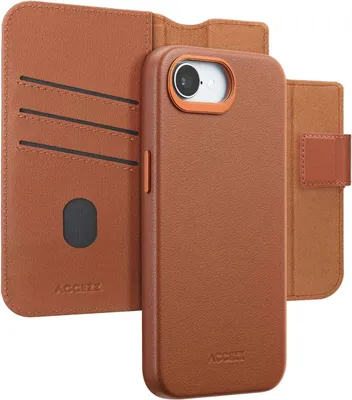 Produktbild von Accezz 2-in-1 Klapphülle aus Leder mit MagSafe iPhone 16e - Sienna Brown