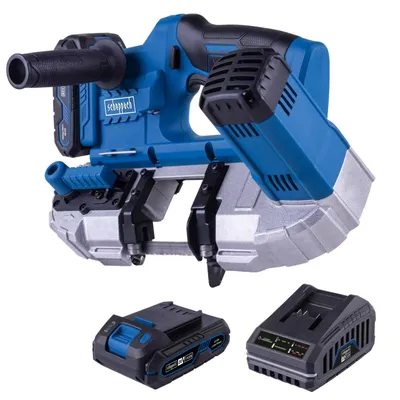 Produktbild von Scheppach Akku Metallbandsäge C-MBS635-X - 20V | 63,5cm Sägedurchmesser | 1,4 - 2,7m/s Sägegeschwindigkeit | inkl. 2Ah Akku + 2,4A Ladegerät