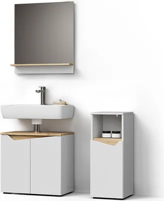 Produktbild von Badmöbel-Kombination Livinity Timavo Weiß 3 Teile, mit Midischrank, Model 52869