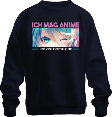 Immagine prodotto di Mi piacciono gli anime e forse 3 persone Kawaii Otaku Manga Fan Chibi Unisex Felpa Pullover, Navy, M