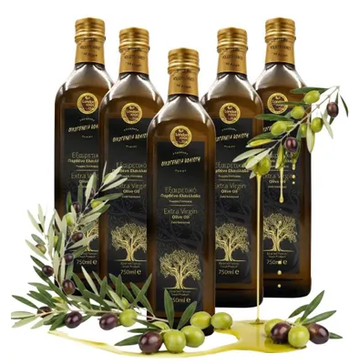 Produktbild von Olivenöle 5 x 750 ML - Unfiltriert - Fruchtiger Geschmack - Kaltgepresst - EV BLACK - Natives Olivenöl Extra - Pelion Amfissa Oliven - Glasflasche