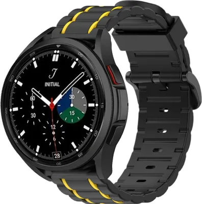 Produktbild von Strap-it Samsung Galaxy Watch 4 Classic 42mm Sportschnallenband (Schwarz/Gelb)