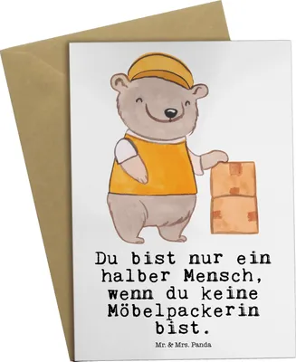 Produktbild von Mr. & Mrs. Panda Beileidskarte Möbelpackerin Herz - Weiß - Geschenk, hochzeitskarten, Grußkarte, weihnachtskarten, Umzugsservice, Spruch, Lustig, einladungskarten, Witzig