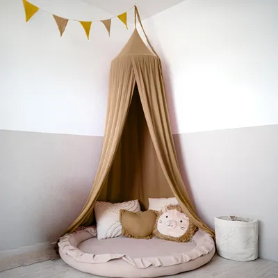 Produktbild von Baldachin Nougat mit Goldapplikation - Betthimmel für Kinderzimmer