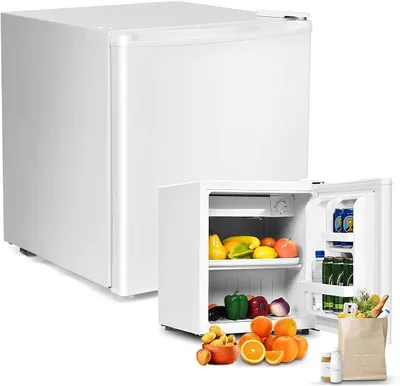 Produktbild von Mini-Kühlschrank 46L, Kühl-Gefrier-Kombination mit Temperaturregelung, Getränkekühlschrank mit verstellbaren Füßen & wechselbarem Türanschlag, Flaschenkühlschrank mit Gefrierfach (Weiß)