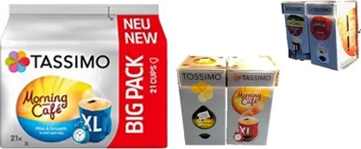 Produktbild von James Premium Tassimo-Kapselaufbewahrung plus PACKUNG Tassimo Kapseln Morning mild und sanft XL, Kaffee Kapseln im Big Pack
