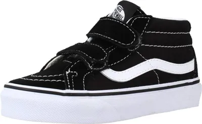 A black and white Vans SK8-Mid Reissue V sneaker for children.