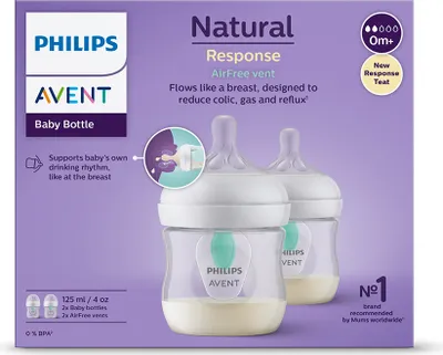 Immagine prodotto di Bottiglia Natural Response con valvola AirFree 125 ml, 0m+, 2 pz