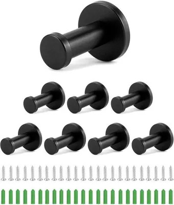 Imagen del producto de Uniqoos®: Juego de 8 ganchos s para pared, fabricados en acero inoxidable. Son ganchos versátiles y multifuncionales, con una capacidad de carga de 5 kg, e incluyen tornillos y tapas