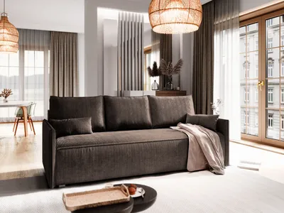 Produktbild von Sofa MESTOR Braun Kordstoff mit Schlaffunktion, Sofa mit Bettkasten, Sofa mit Bettkasten, Wohnzimmersofa, Couch, Soffa, Bettsofa, Couchgarnitur- Braun, POSO 06
