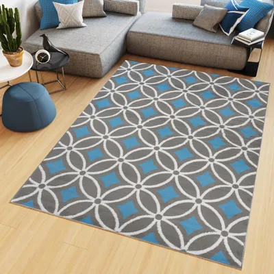 Produktbild von Tapiso Teppich MAYA Modern Creme Grau Blau Schlafzimmer 180 x 250 cm