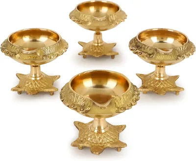Productafbeelding van Impex Traditionele messing olielamp messing diepe diya Indiase olielamp Diwali Pooja lamp kuber Tortoise Diya