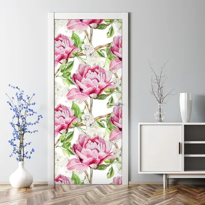Produktbild von Dekorative Türfolie selbstklebend Klebefolie Wandaufkleber Rosa Pfingstrosen 77 x 200 cm