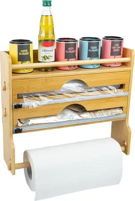 Produktbild von Famanu Wandrollenhalter für die Küche ohne Bohren - Hochwertige, extrem scharfe Klingen