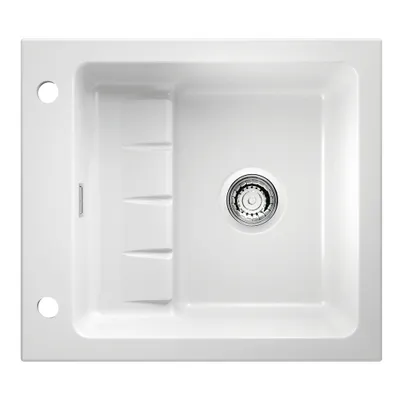 Productafbeelding van NABER 1091001 Inbouwspoel PickUP E met hoogwaardige draaipunten, geschikt voor kasten vanaf 600 mm breed, keramiek, glanzend wit