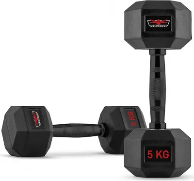 Immagine prodotto di Set di 2 manubri esagonali da cross training Goemon in gomma e acciaio da 5 kg