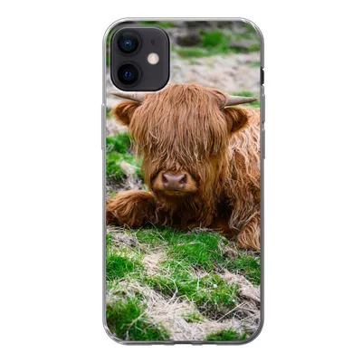 Produktbild von MuchoWow® Handyhülle Schutzhülle Hülle für iPhone 12 mini Schottischer Highlander - Heu - Gras Silikon Softcase Handy Hülle - Bild