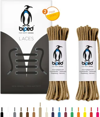 Produktbild von biped LACES 2 Paar runde Schnürsenkel aus Baumwolle 2mm z2900(beige,160 cm)