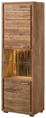 Produktbild von MASSIVMOEBEL24.DE Vitrine Akazie 58x40x180 natur lackiert BARK #102