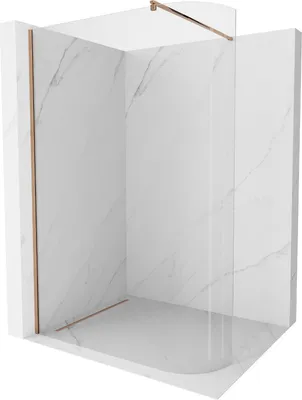 Produktbild von Mexen Kioto abgerundete Duschwand 160 x 200 cm, transparent 8 mm, Rosa Gold - 800-160-101-60-06