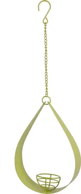 Produktbild von Dehner Natura Futterstelle für Wildvögel, Meisenknödelhalter inkl. Aufhängevorrichtung, 43.5 x 14.5 x 6 cm, Metall, grün