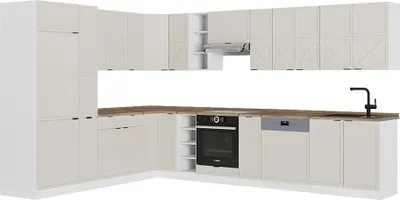 Produktbild von Eckküche Vicco Fame-Line GrauBeige/Weiß 347 x 60 cm , AP Eiche, Model 50559