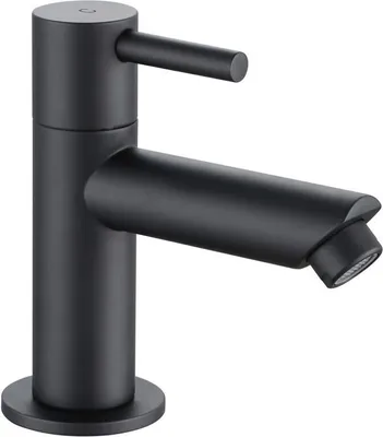 A black matte faucet on a white background.