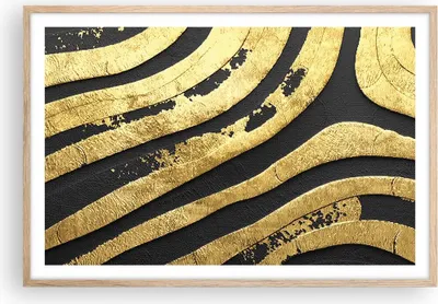 Produktbild von Gerahmtes Poster - Rahmen in heller Eiche - Abstraktion dreidimensional Gold - 91,5x61 cm - Wand Bild - Wanddeko - Wandbilder - Kunstposter - Wandposter - Bilderrahmen - Bilder - P2NAA91x61-4461