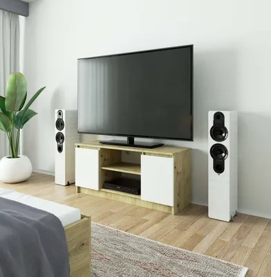 Obrázek produktu pro Televizní skříňka 120 cm, stolek pod televizi, 2 dvířka, 1 otevřená přihrádka, výška 55 cm, CLP