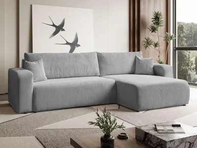 Produktbild von FurMeb24 ECKSOFA SENNA L-form 277 x 143 cm - HELLGRAU - mit Schlaffunktion und Bettkasten