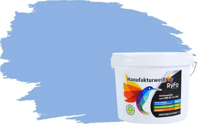 Produktbild von RyFo Colors Bunte Wandfarbe Manufakturweiß Meerwasserblau 3l  - weitere Blau Farbtöne und Größen erhältlich, Deckkraft Klasse 1, Nassabrieb Klasse 1