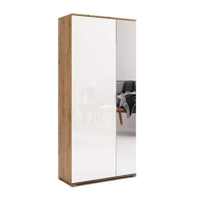 Produktbild von 2-türiger Kleiderschrank Weiß Hochglanz / Dąb Craft – 800 mm x 1990 mm x 400 mm
